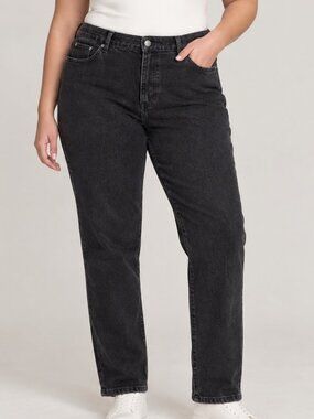 Pure Alfred Sung Black Denim Jeans Size 16 Straight Leg Classic Casual
